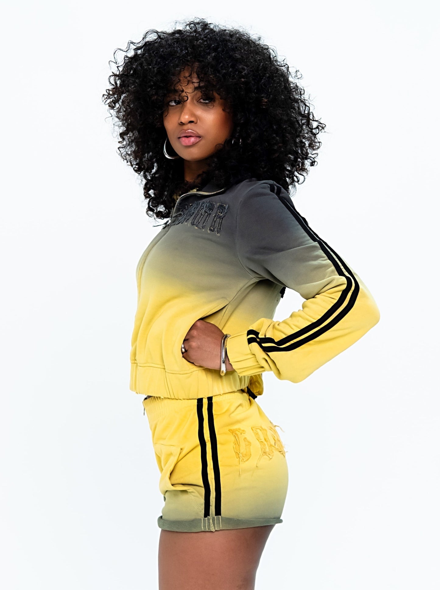 CITRINE GOOD KARMA FULL ZIPPER SWEAT SHORTS