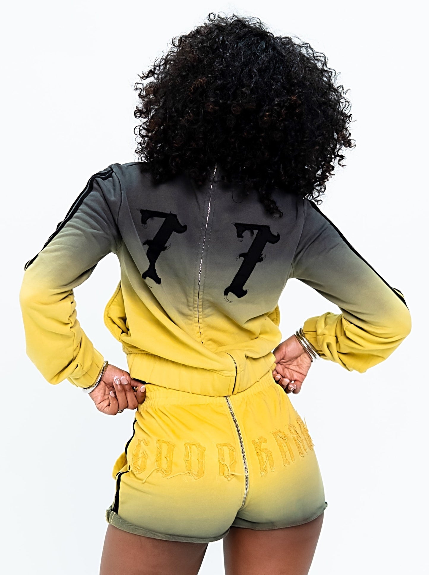 CITRINE GOOD KARMA FULL ZIPPER SWEAT SHORTS