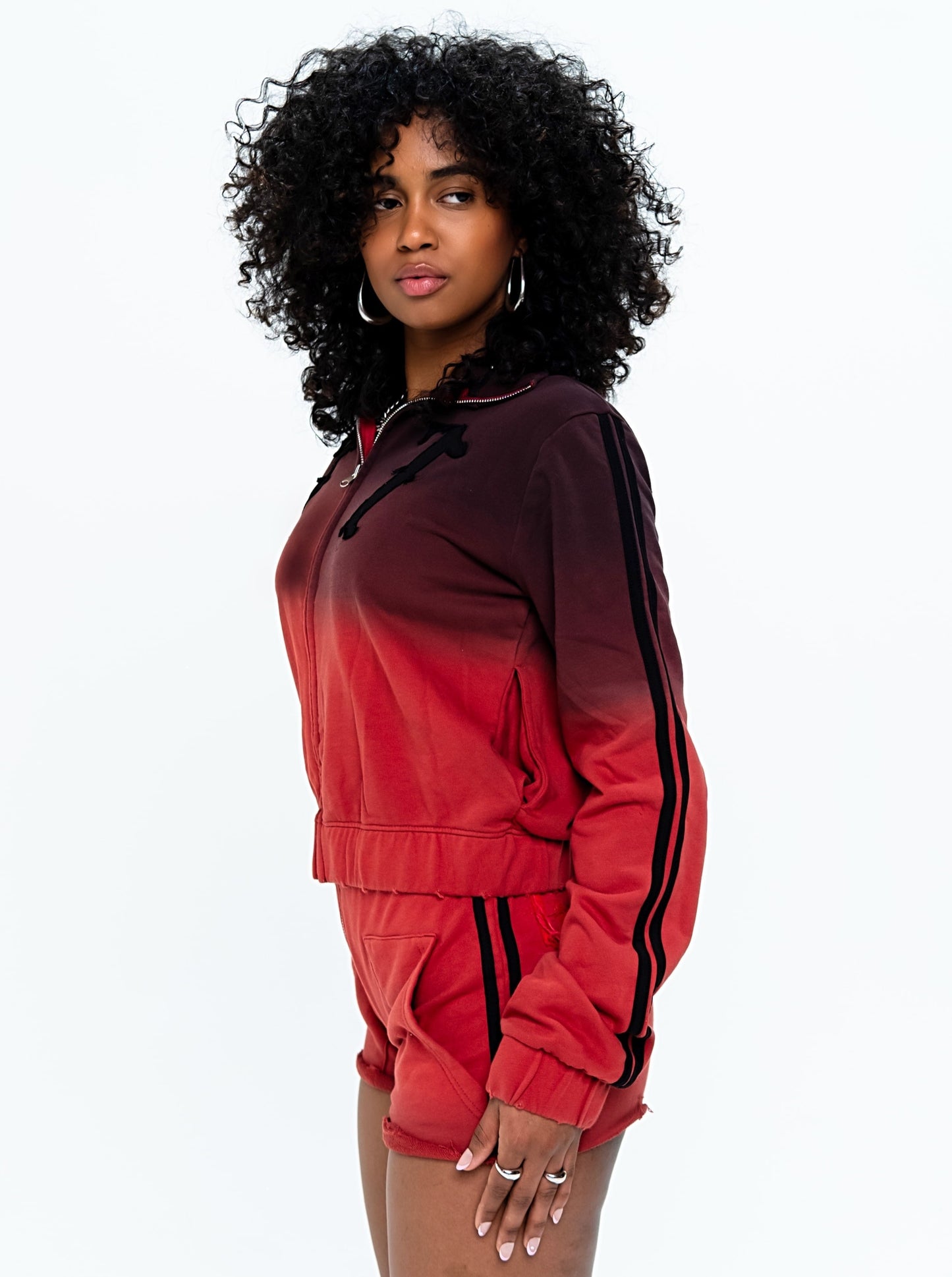 RUBY GOOD KARMA FULL ZIPPER SWEAT SHORTS