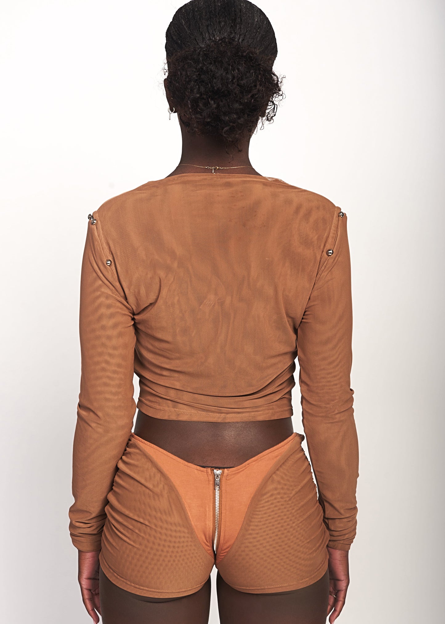 CACAO LIQUID MESH CONVERTIBLE ZIP TOP