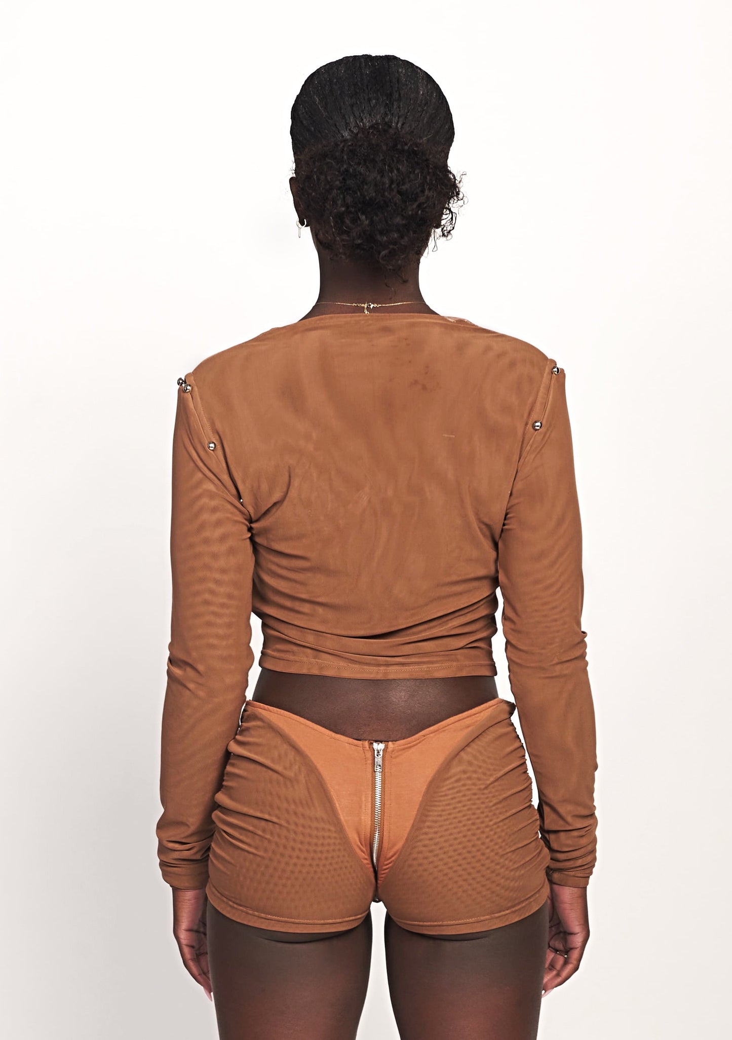 CACAO LIQUID MESH CONVERTIBLE ZIP TOP