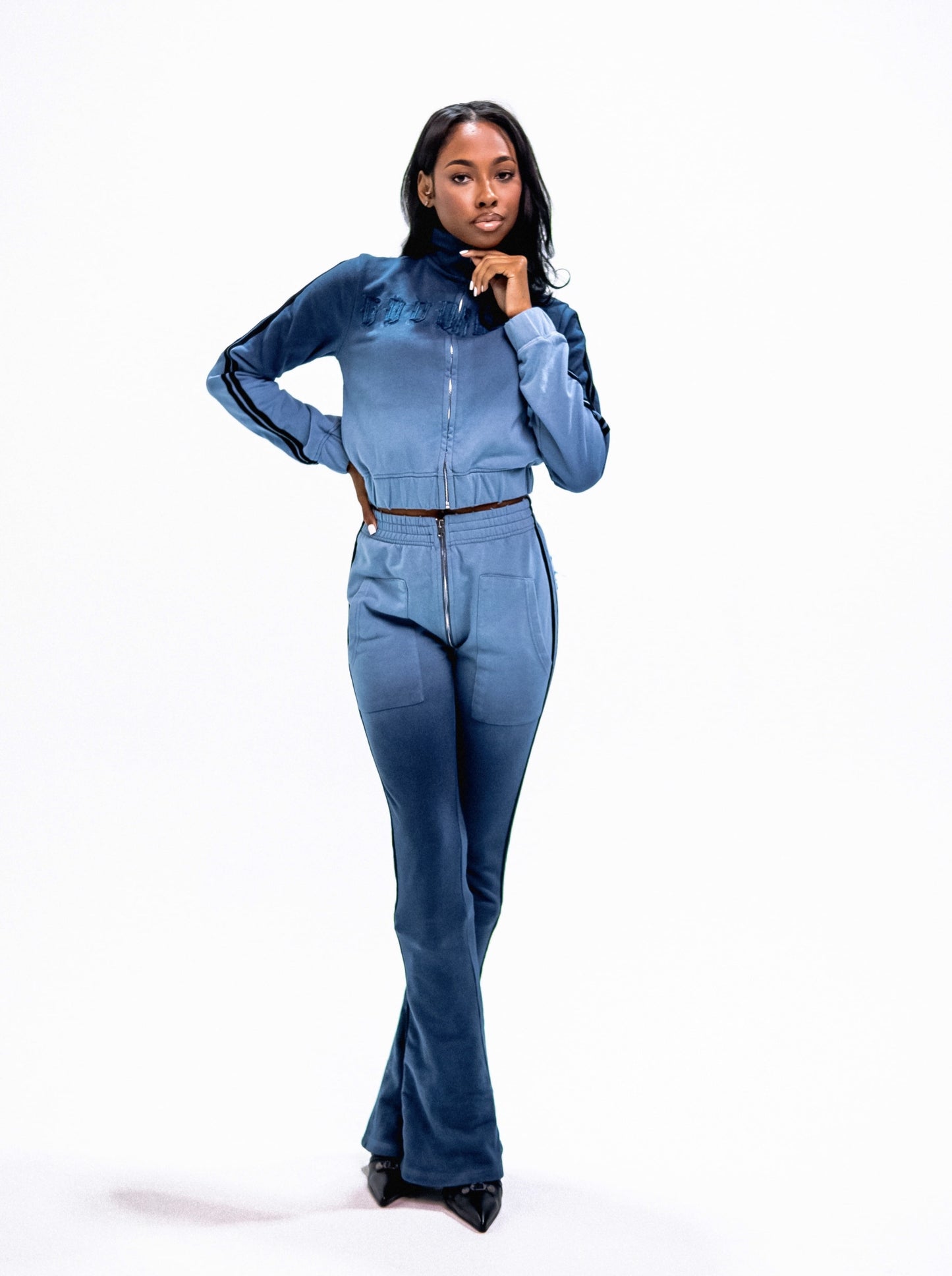 AQUAMARINE GOOD KARMA FULL ZIPPER SWEATPANTS