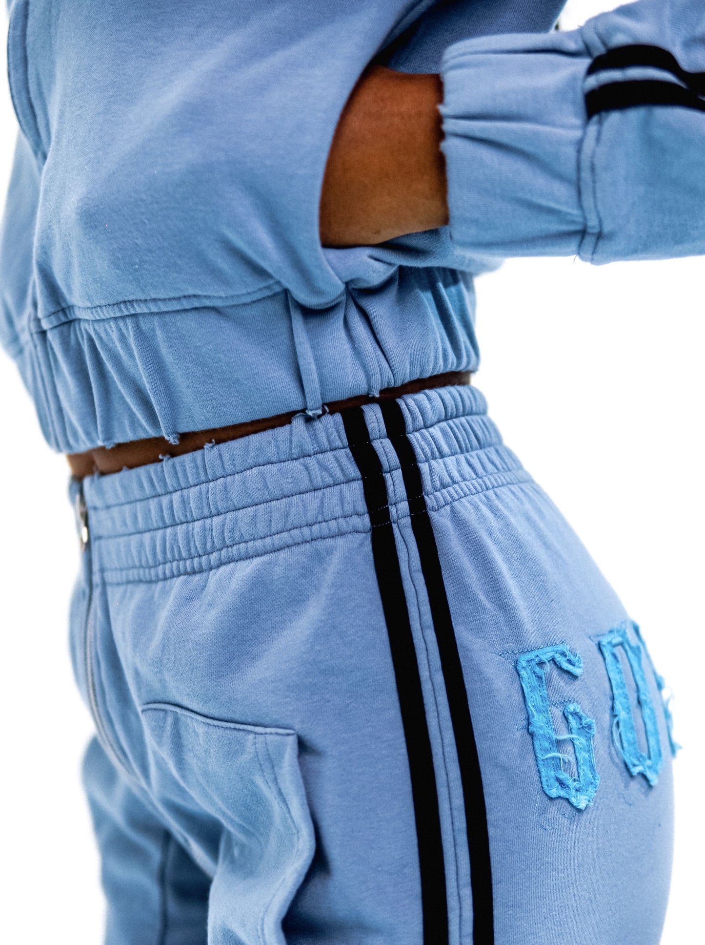 AQUAMARINE GOOD KARMA FULL ZIPPER SWEATPANTS