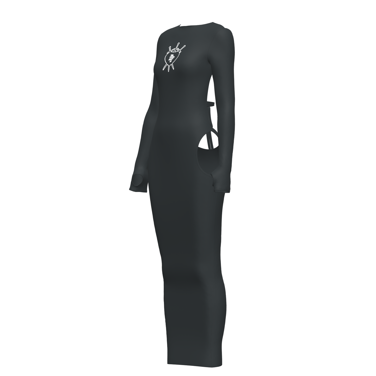 BLACK THREE OF SWORDS LOGO DRESS