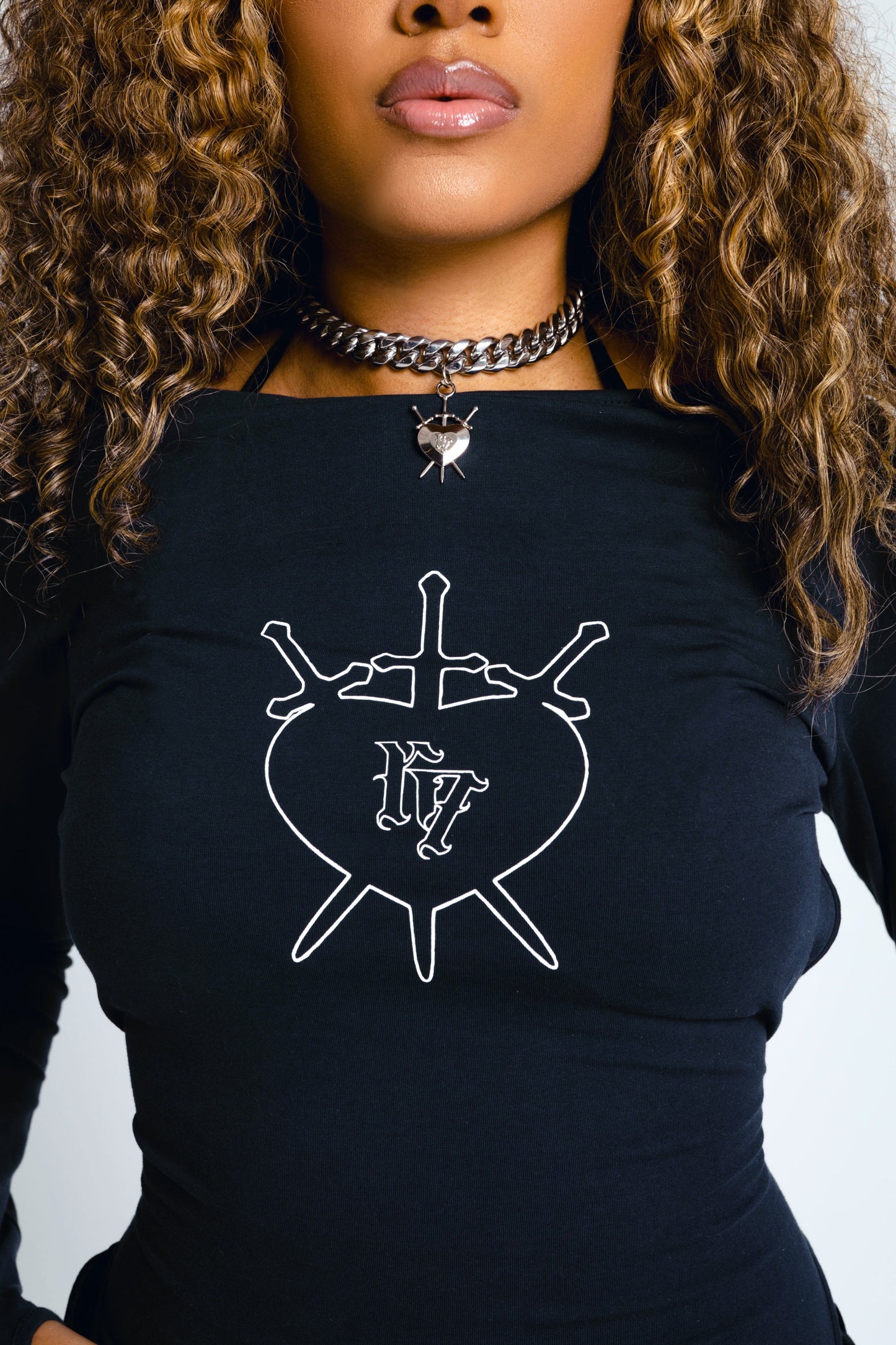 BLACK THREE OF SWORDS LOGO DRESS