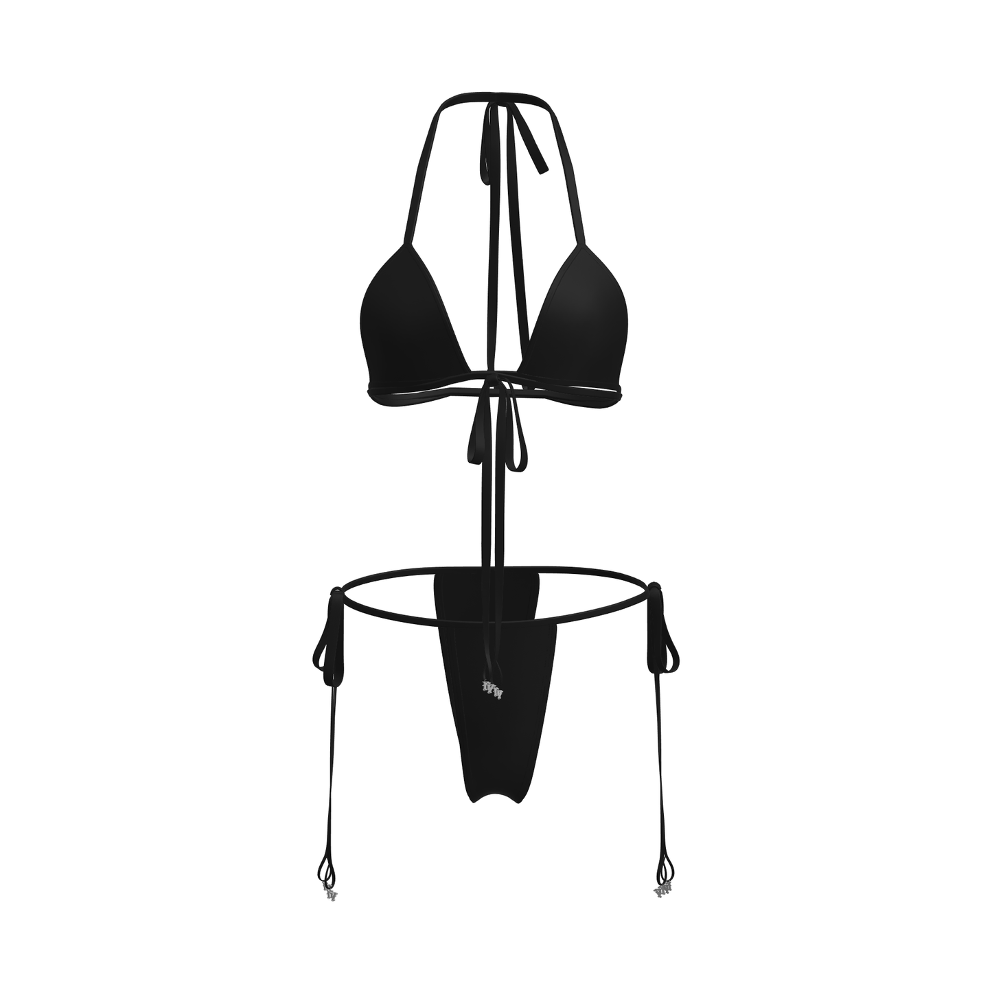 BLACK K7 WRAP AROUND STRING BIKINI TOP