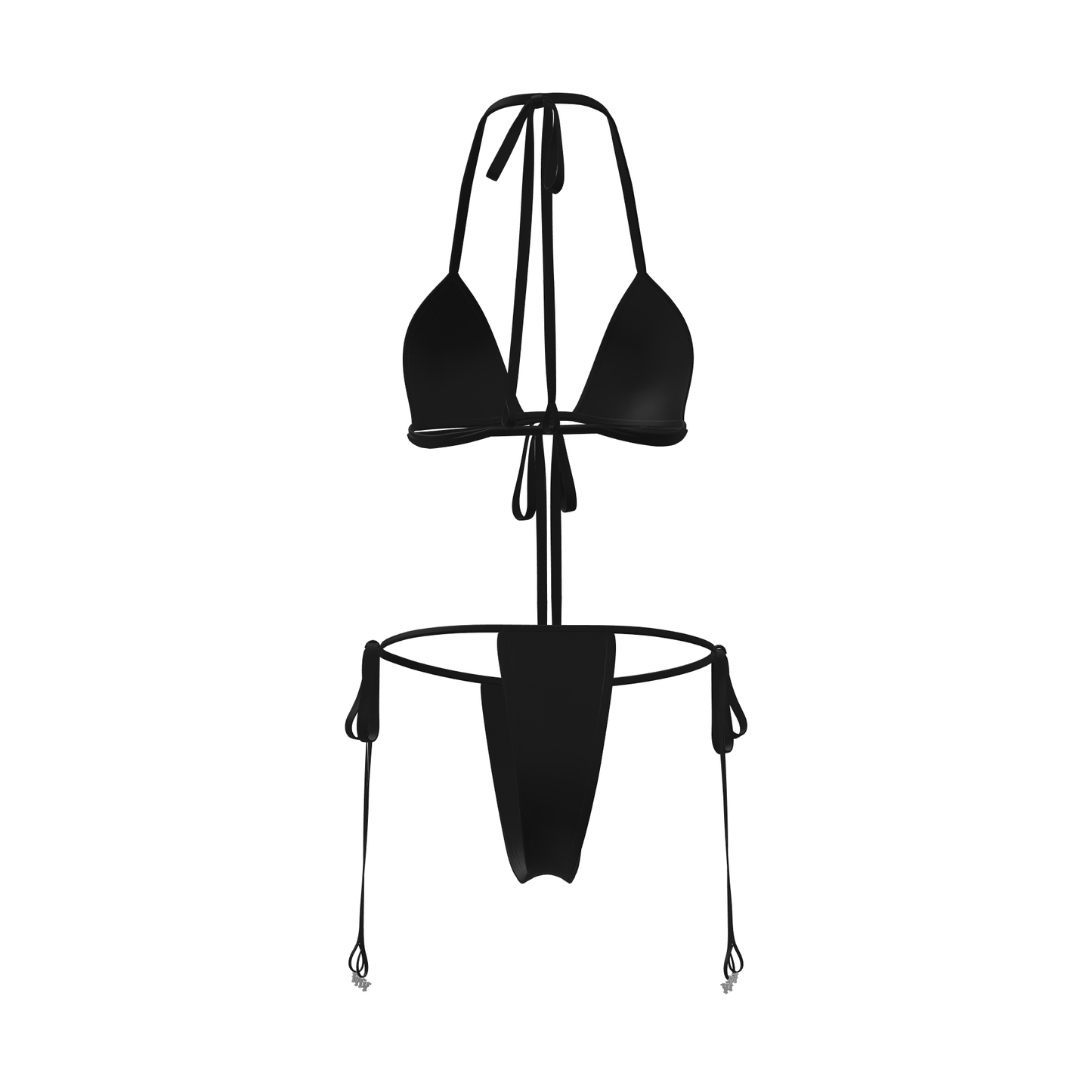 BLACK K7 WRAP AROUND STRING BIKINI TOP