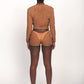 CACAO LIQUID MESH V-BACK MINI SHORTS