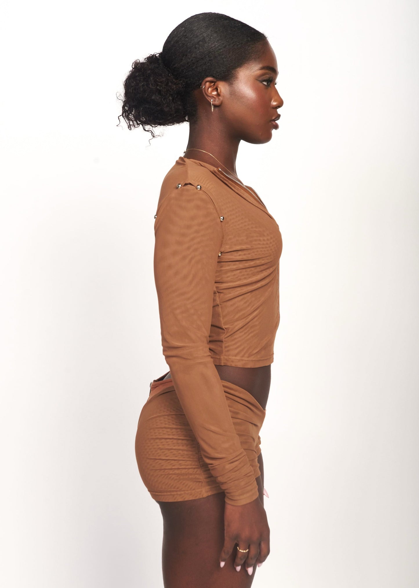 CACAO LIQUID MESH CONVERTIBLE ZIP TOP