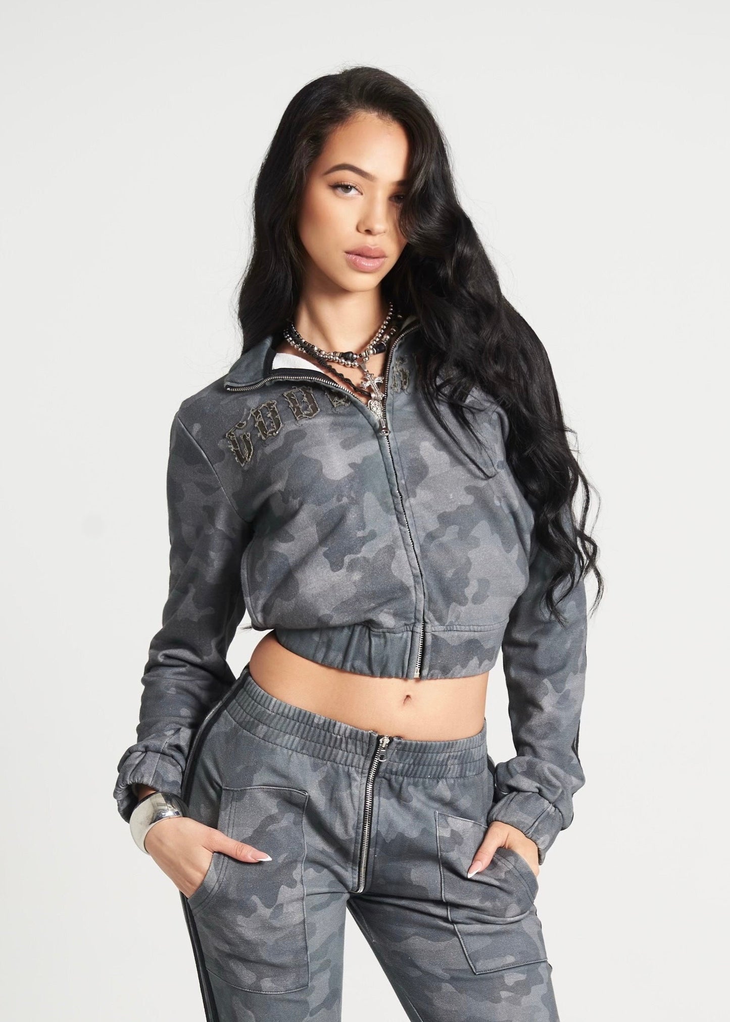 SLATE CAMO GOOD KARMA FULL ZIPPER JACKET