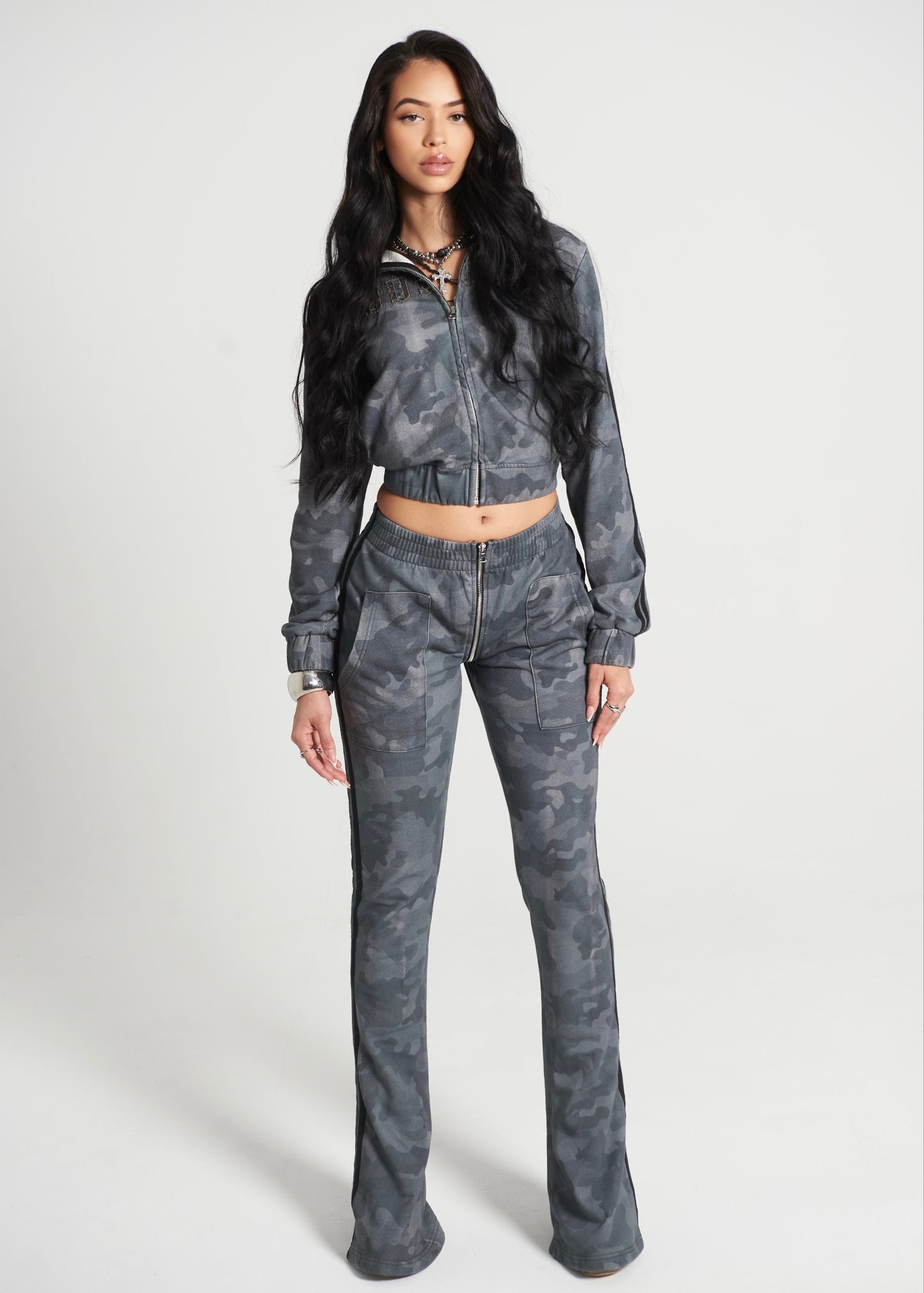 SLATE CAMO GOOD KARMA FULL ZIPPER SWEATPANTS
