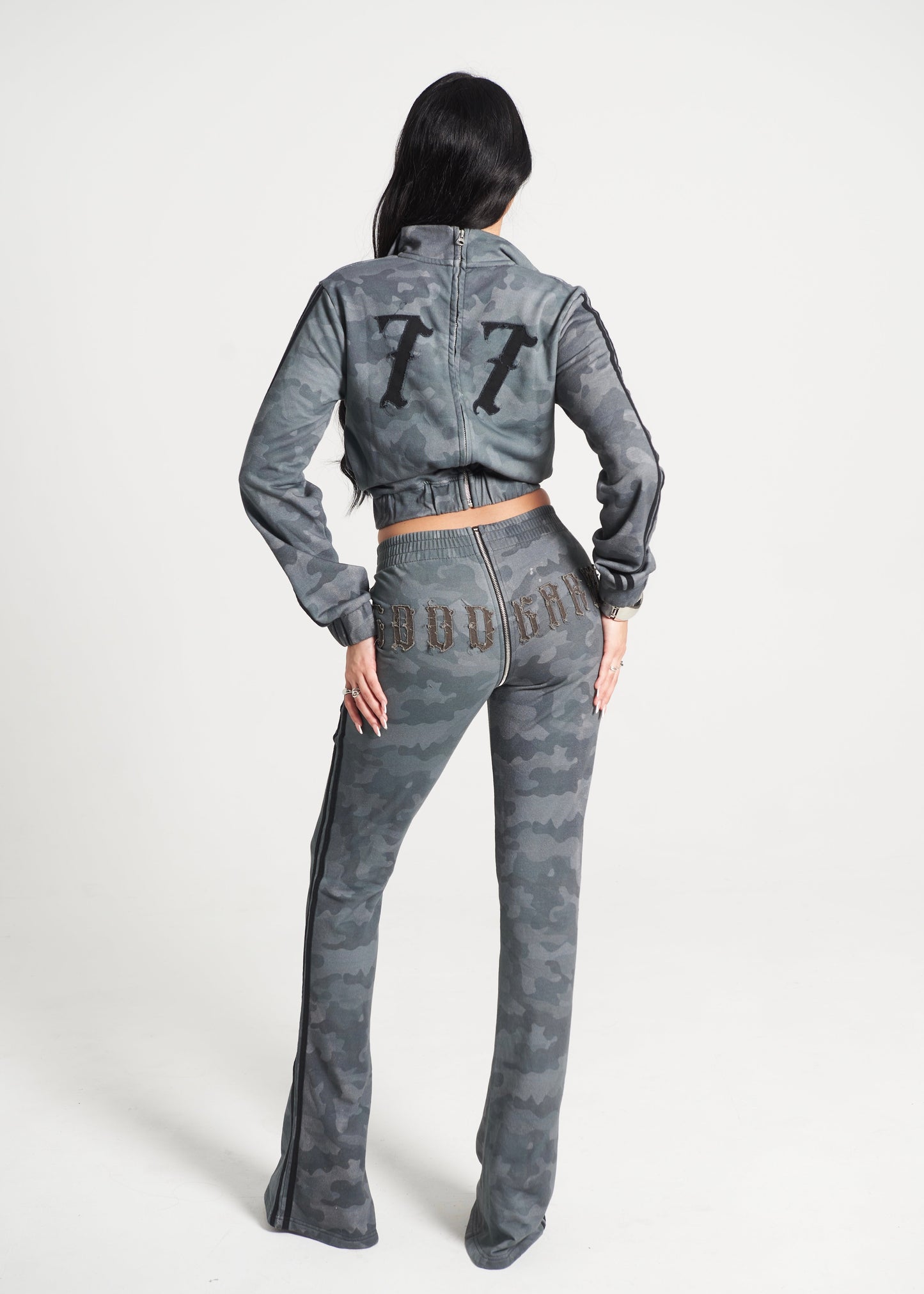 SLATE CAMO GOOD KARMA FULL ZIPPER SWEATPANTS