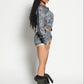 SLATE CAMO GOOD KARMA FULL ZIPPER SWEATSHORTS
