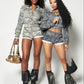 SLATE CAMO GOOD KARMA FULL ZIPPER SWEATSHORTS
