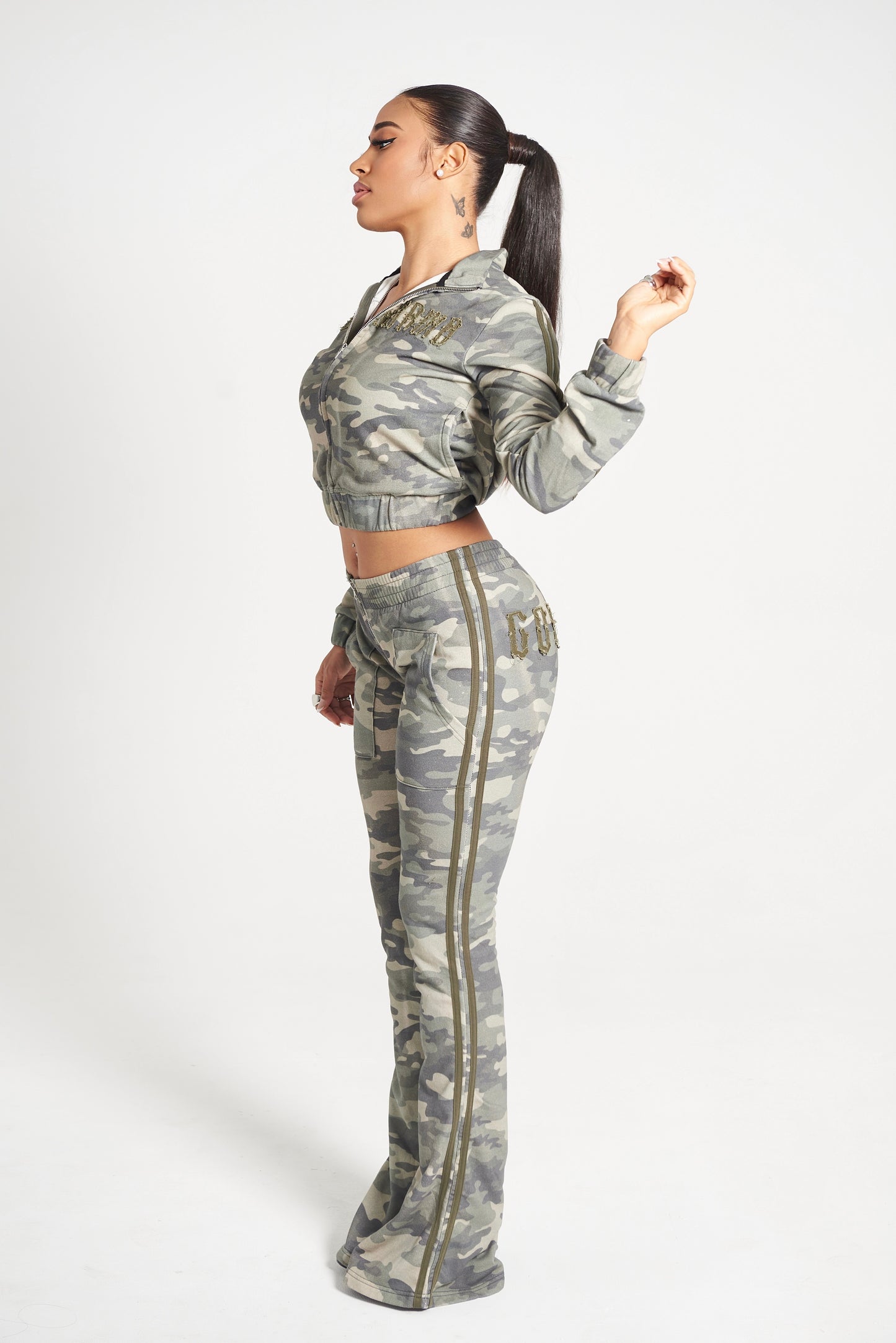 MOSS CAMO GOOD KARMA FULL ZIPPER SWEATPANTS
