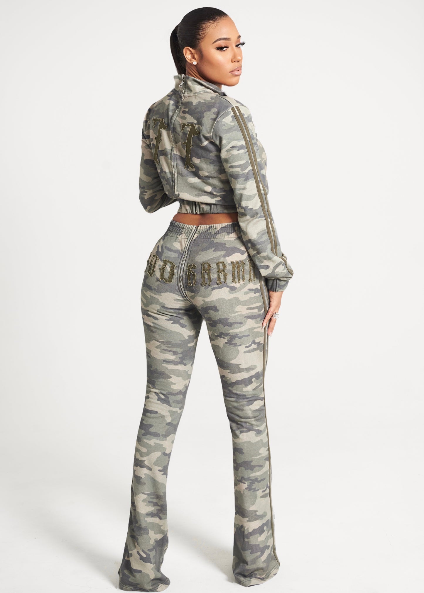 MOSS CAMO GOOD KARMA FULL ZIPPER SWEATPANTS