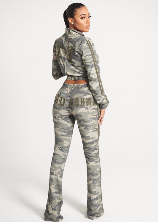 MOSS CAMO GOOD KARMA FULL ZIPPER SWEATPANTS